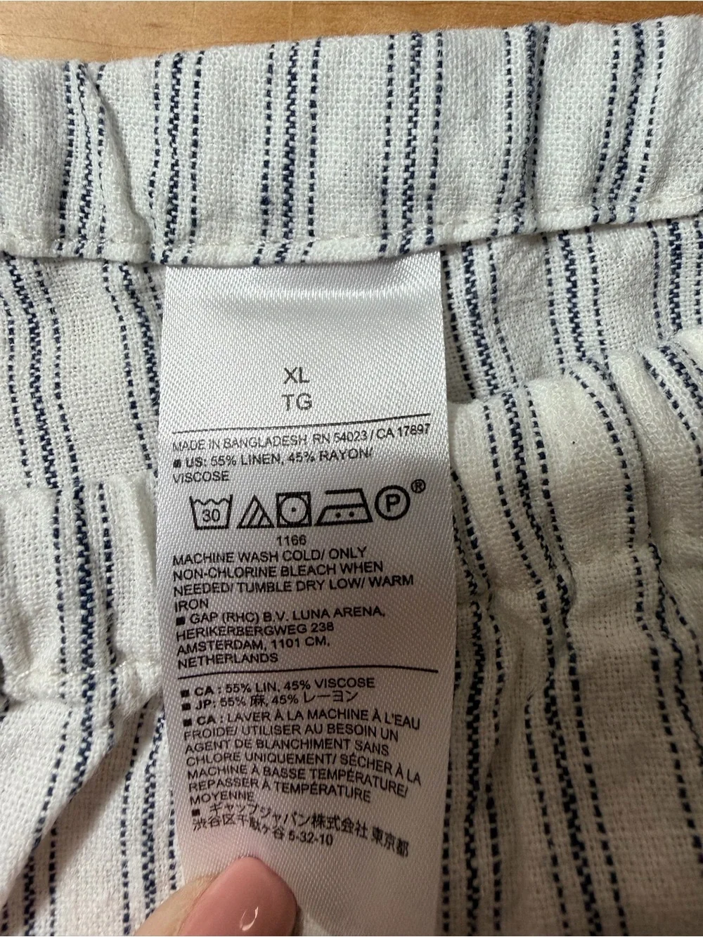Banana Republic Women’s Wide Leg Linen Striped Drawstring Pants